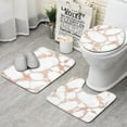 thumbnail image 1 of White Rose Gold Marble Bathroom Rugs Sets 3 Piece,Toilet Cover Set,Absorbent Non Slip Bathroom Mats Sets with U-Shaped Contour Rug Toilet Rug Set, 1 of 5