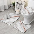 thumbnail image 1 of White Rose Gold Marble Bathroom Rugs Sets 3 Piece,Toilet Cover Set,Absorbent Non Slip Bathroom Mats Sets with U-Shaped Contour Rug Toilet Rug Set, 1 of 5