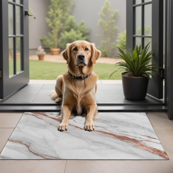 White Rose Gold Marble Door Rugs,Washable Non Slip Door Mats Indoor,Decorative Door Mats,Entry Mat Indoor for Entrance,Bedroom,Kitchen,Bathroom,20"x32"