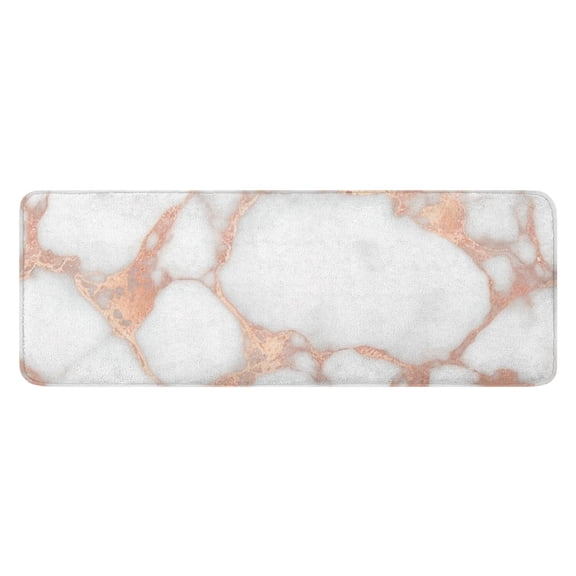 White Rose Gold Marble Kitchen Rug Mat,Kitchen Runner Rugs Non Skid Washable,Decorative Kitchen Floor Mats for Kitchen,Sink,Laundry,17"x47.2"