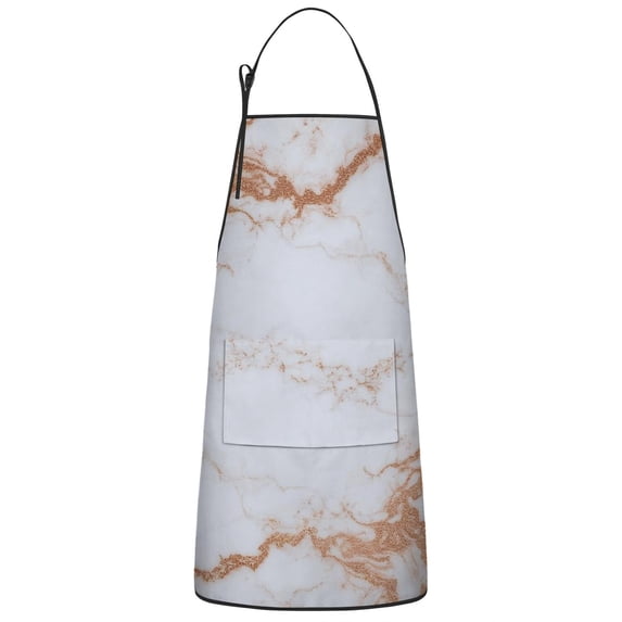 White Rose Gold Marble Pattern Apron-Garden Aprons for Women with Pockets-Cotton Linen Waterproof Kitchen Cooking Gardening Aprons Adjustable for Kitchen,Cooking,BBQ and Salon 33x27 Inch