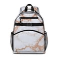 thumbnail image 1 of White Rose Gold Marble Pattern Backpack for School,Cute School Bag,Schoolbag with Adjustable Shoulder Straps & Padded Back,15.25"x11.5"x5.25", 1 of 5