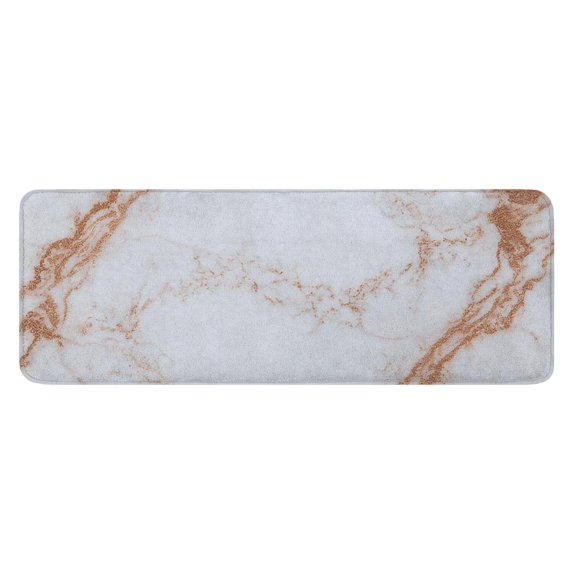 White Rose Gold Marble Pattern Kitchen Rug Mat,Kitchen Runner Rugs Non Skid Washable,Decorative Kitchen Floor Mats for Kitchen,Sink,Laundry,17"x47.2"