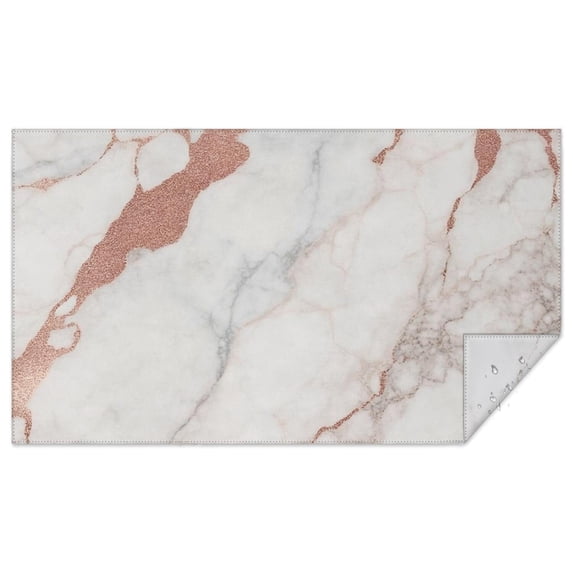 White Rose Gold Marble Pattern Rectangle Tablecloth 60"x102",Waterproof Polyester Rectangle Table Cloth, Wipeable Spillproof Polyester Tablecloth for Dining, Camping, Indoor and Outdoor