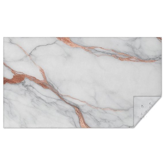 White Rose Gold Marble Pattern Rectangle Tablecloth 60"x102",Waterproof Polyester Rectangle Table Cloth, Wipeable Spillproof Polyester Tablecloth for Dining, Camping, Indoor and Outdoor
