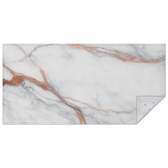 White Rose Gold Marble Pattern Rectangle Tablecloth 60"x120",Waterproof Polyester Rectangle Table Cloth, Wipeable Spillproof Polyester Tablecloth for Dining, Camping, Indoor and Outdoor