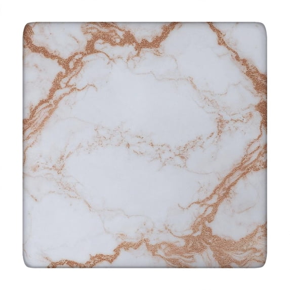 White Rose Gold Marble Pattern Square Fitted Tablecloth with Elastic Edge,Square Table Cover,Washable Elastic Table Cover for Home Kitchen Party Decor 34"x34"