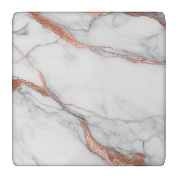 White Rose Gold Marble Pattern Square Fitted Tablecloth with Elastic Edge,Square Table Cover,Washable Elastic Table Cover for Home Kitchen Party Decor 36"x36"