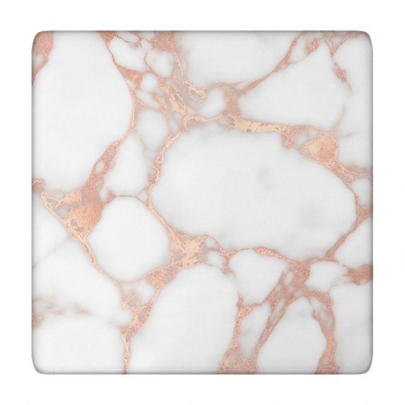 White Rose Gold Marble Square Fitted Tablecloth with Elastic Edge,Square Table Cover,Washable Elastic Table Cover for Home Kitchen Party Decor 34"x34"