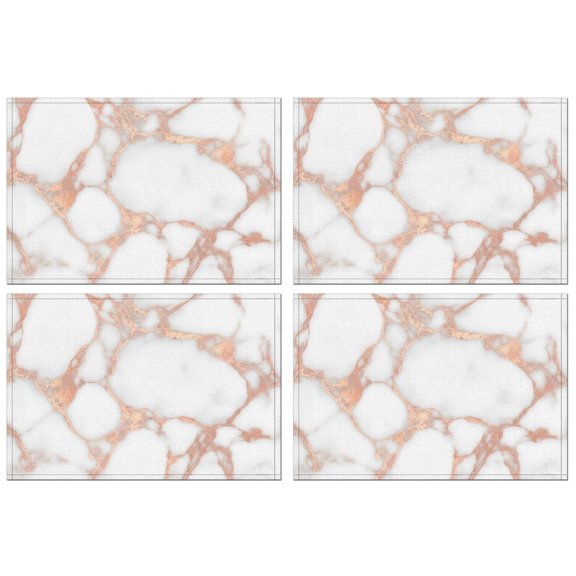White Rose Gold Marble Summer Placemats Table Placemats Set Of 4-Linen Kitchen Washable Placemats Table Mats 11.8"x17.7" Non-Slip Heat Resistant