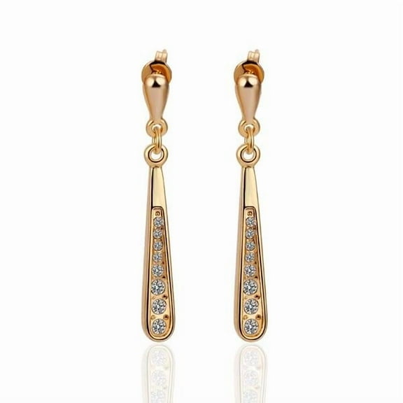 White /Rose Gold Platinum Plated Earrings Aaa Zircon Push Back .2" L273