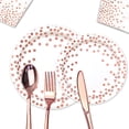 thumbnail image 1 of White Rose Gold Polka Dot Paper Cups And Plates Set Disposable Party Tableware With Gold Foil Dots For Birthday Wedding Events(7-Inch Diamete)R, 1 of 8