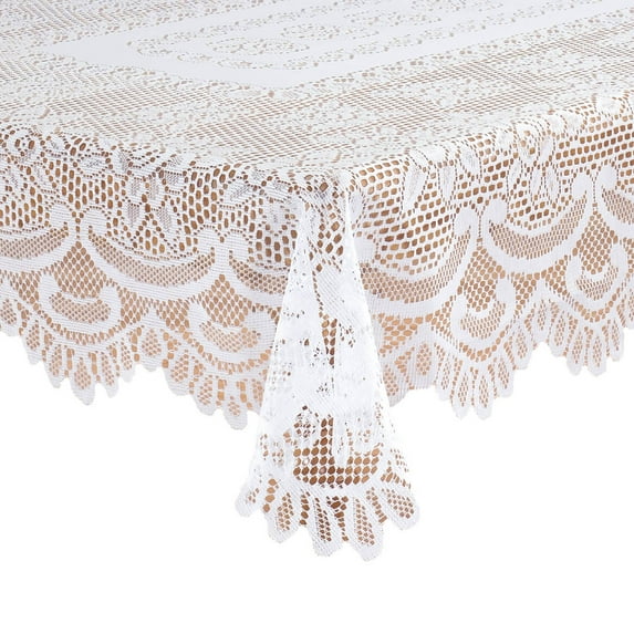 White Rose Lace Tablecloth - 54" x 72" Oblong
