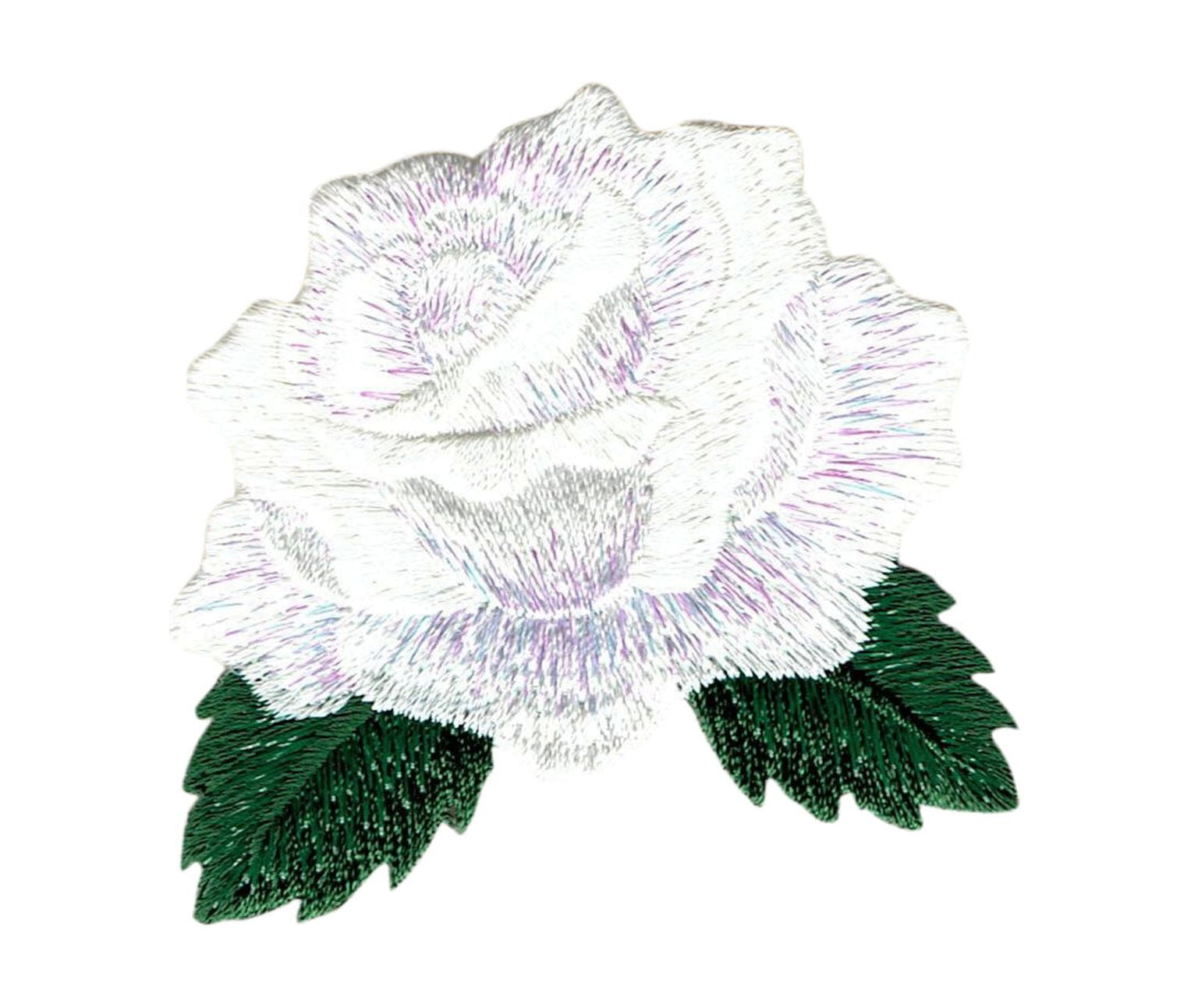 Large White Rose Embroidered Patch — Iron On – Paddy's Patches