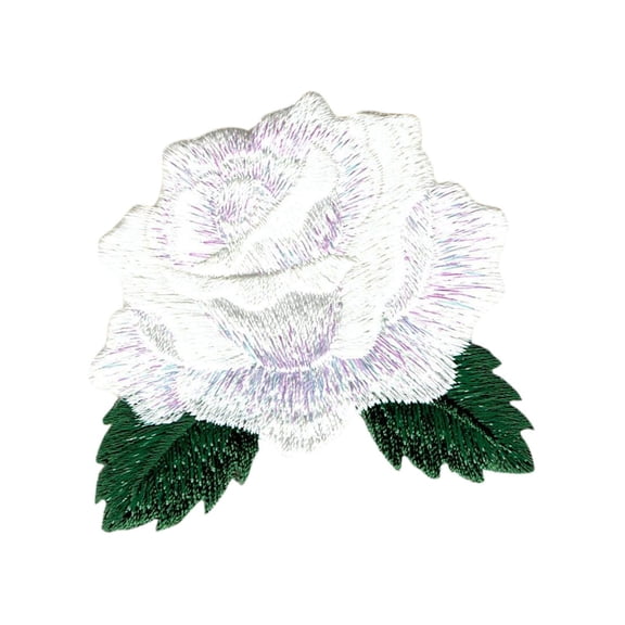 White Rose - Open Petals - Flower - Iron on Applique/Embroidered Patch