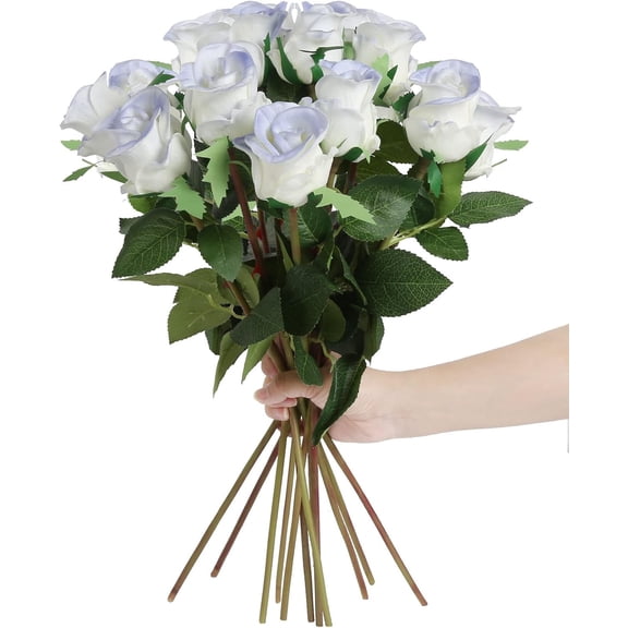 White Roses " Long Stem Roses White Flowers White Fake Roses Real Touch Flowers White Silk Roses Faux Flowers for Floral Arrangement Wedding Bouquet Home Decorations (White)