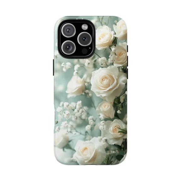 White Roses Spring Flower Bloom Case for iPhone 17 11 12 13 14 15 16 Pro Max