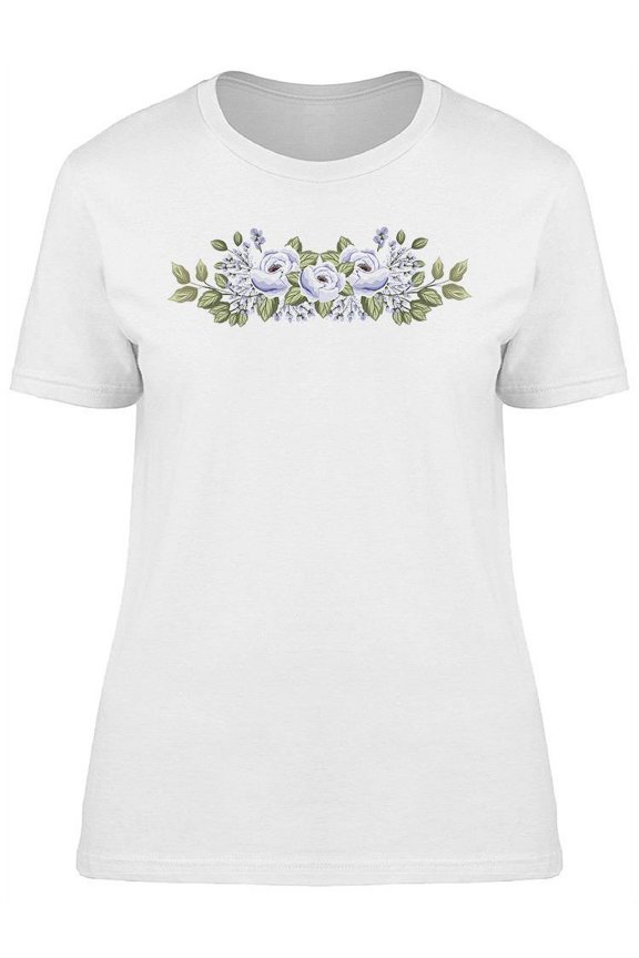 White Roses With Leaves T-Shirt Women -Image by Shutterstock, Female x-Large