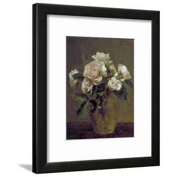 White Roses in a Glass Vase, 1875, Botanical Scenic Framed Art Print Wall Art by Henri Fantin-Latour Sold by Art.Com