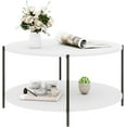 thumbnail image 1 of White Round Coffee Table, 2-Tier Coffee Table with Storage, Small Center Table for Living Room, Home Office Apartment, 1 of 6