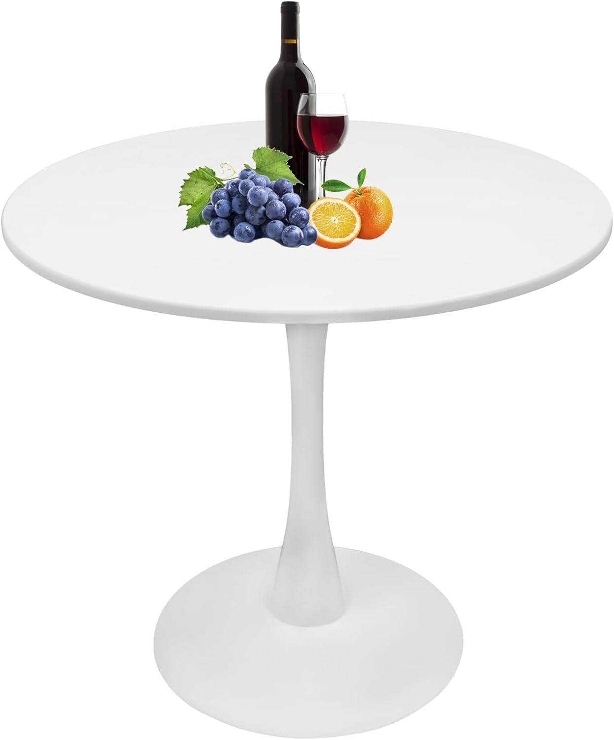 White Round Dining Table, 24 Inches Tulip Round Kitchen Table, Mid