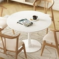 thumbnail image 1 of White Round Dining Table, 31.5" Tulip Table Kitchen Dining Table for 2-4 People with MDF Table Top & Pedestal Base, Mid-Century End Table Leisure Coffee Table Office Living Room Table, 1 of 21
