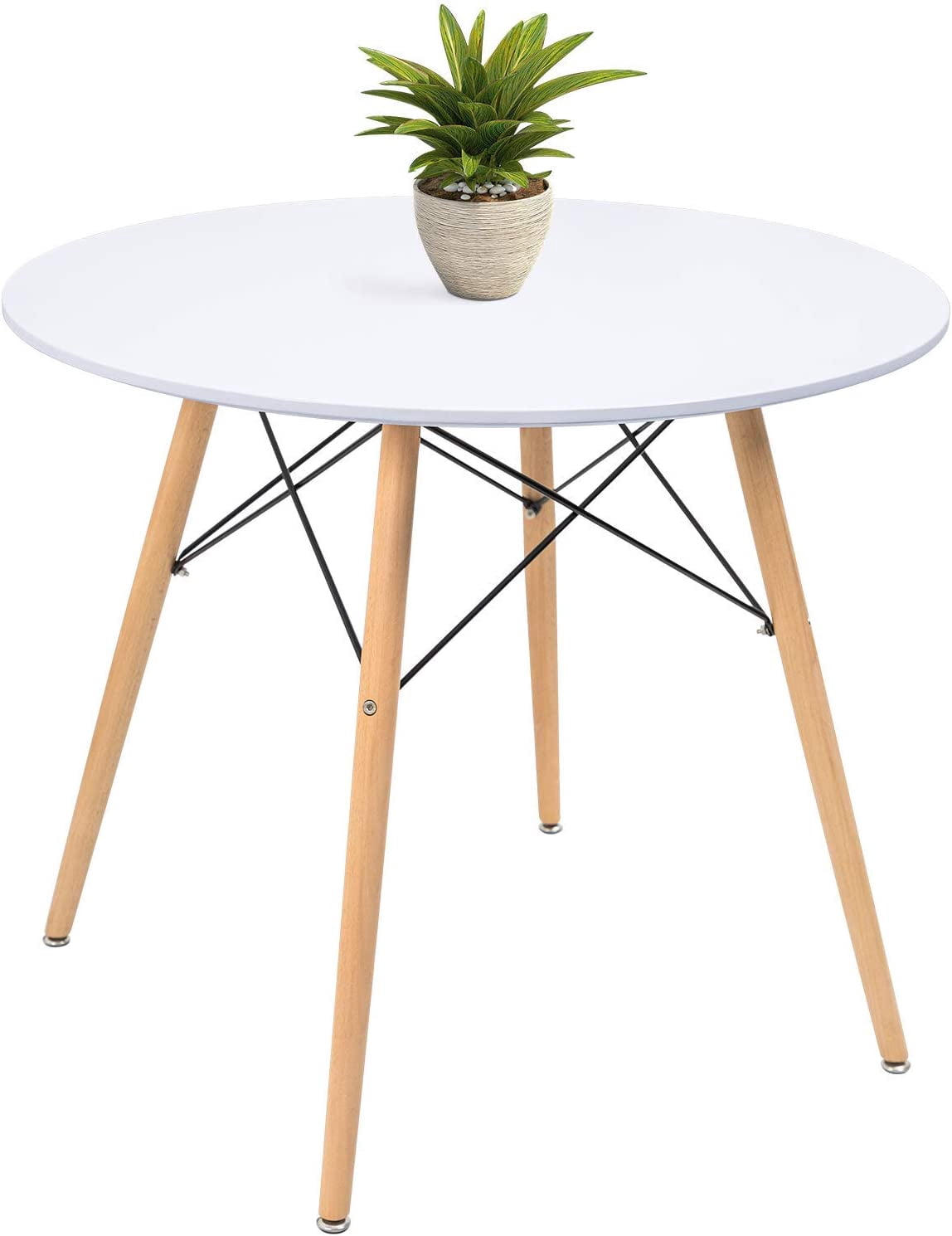White Round Dining Table 32" Modern Pedestal Small Circle Room Table ...