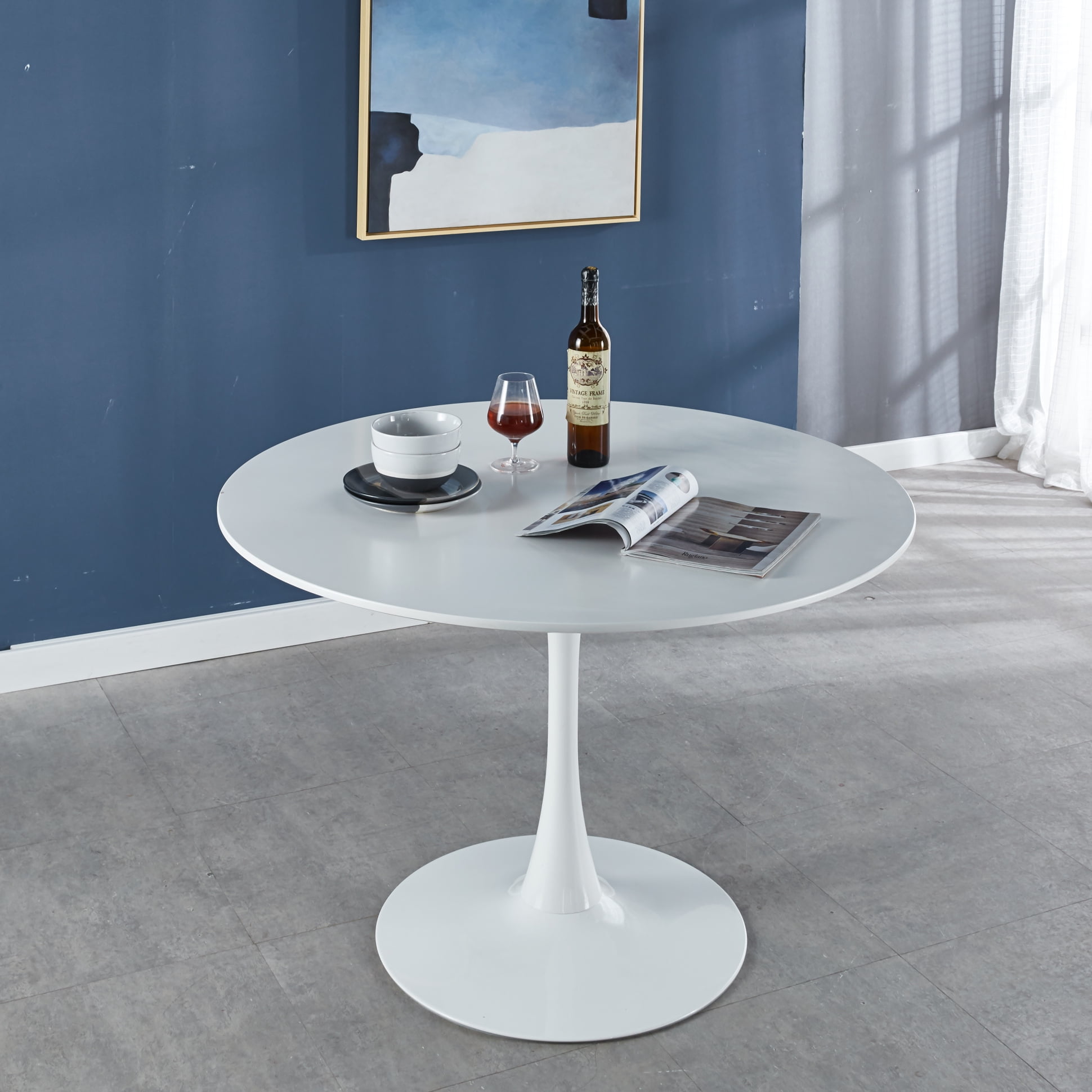 White Round Dining Table, 42.1