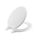 thumbnail image 1 of White Round Enameled Wood 17”x14.5” Front Toilet Seat, 1 of 9