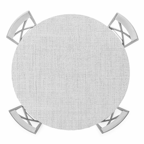 White Round Fitted Tablecloth with Elastic Edge, Waterproof Table Cloth Table Cover for 36"-44" Tables, Farmhouse Burlap Solid White Color Modern Linen Texture Tablecloths for Dining Picnic Outdoor