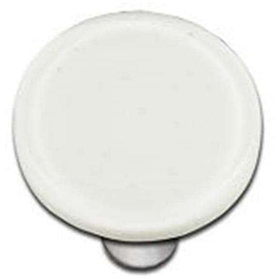 White Round Glass Cabinet Knob - Aluminum Post