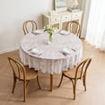 thumbnail image 1 of White Round Lace Tablecloth 72.83 Inch Diameter, Embroidered Sheer Polyester Table Cover with Non-Slip Trim for Home Restaurant Cafe Dining Wedding Party Decor, 1 of 6