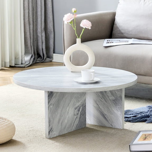 White Round MDF Table | Used as Sofa Table in Guest Room | High - Density MDF | Withstands Regular Bumps