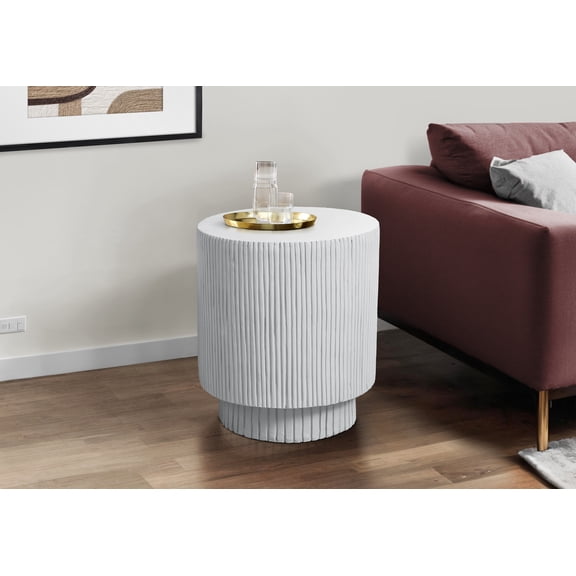 White Round Magnesium Oxide Accent Table, Indoor and Outdoor Use