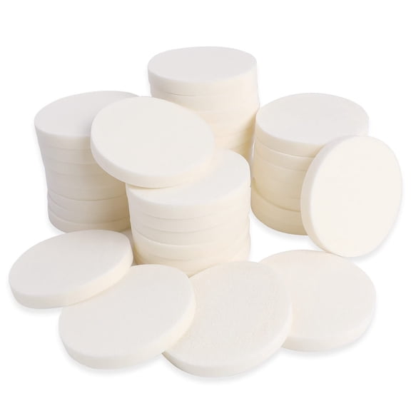 White Round Makeup Sponge Facial Powder Puff Cosmetic Sponge Round Foam Pad Foundation Powder Blender for All Skin Types, Wet and Dry Dual Use
