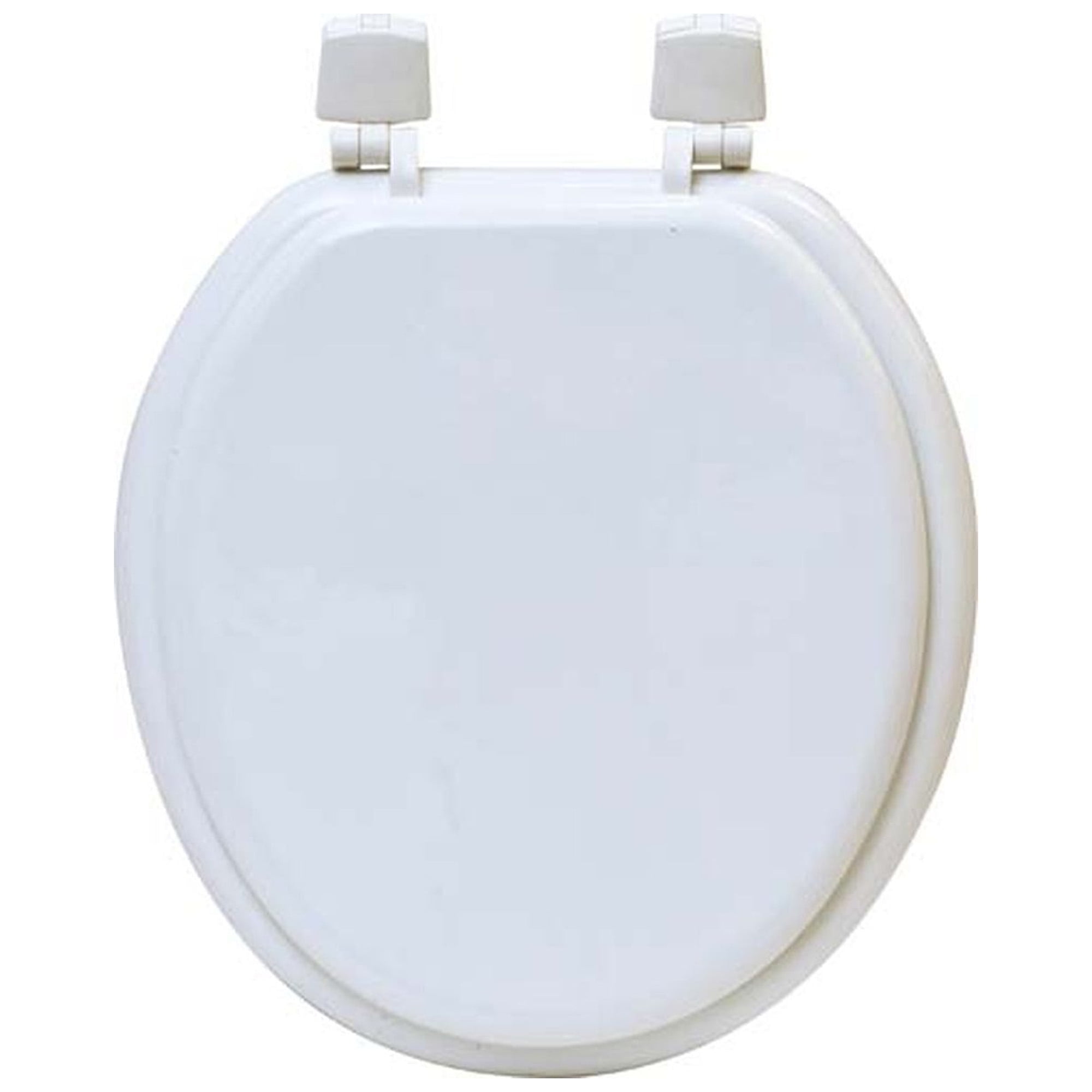 White Round Molded Wood Toilet Seat with Lid