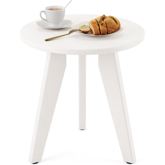 White Round Outdoor Table, Weather-Resistant, 15.8x15.8x16.7 inches, 150lbs Load Capacity, Modern Design, End Table for Patio, Porch, Deck, Living Room, Bedroom, Plant Stand