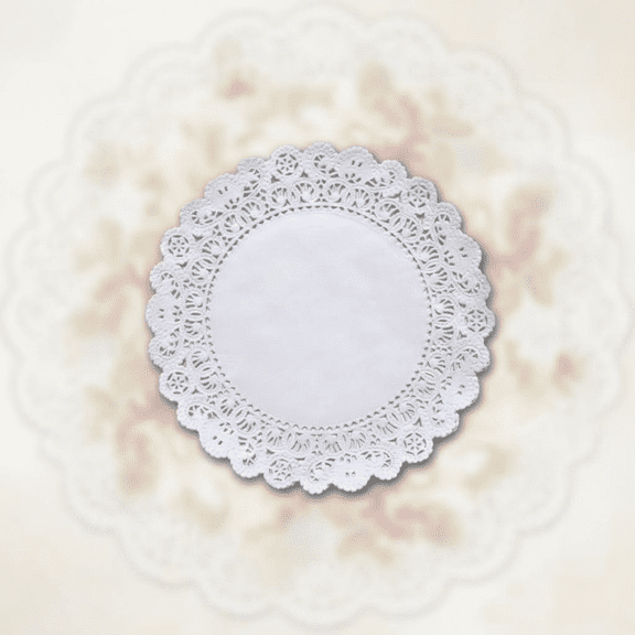 White Round Paper Lace Doilies, 10-Inch Decorative Cake and Dessert Placemats for Party Table Displays, Appetizers, Weddings, and Events, Pack of 25