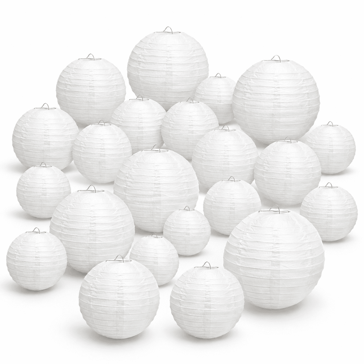 Paper Ltern White Round Paper Lanterns, 48 Count 4 Assorted Sizes for Party ...