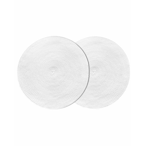 White Round Placemats Set of 2 for Dinning Tables,Heat-proof Braided Table Mats 13 Inch,Modern Minimalist Pure Soild Color Washable Place Mat for Kitchen Restaurant Party Decor Supplies Table Setting