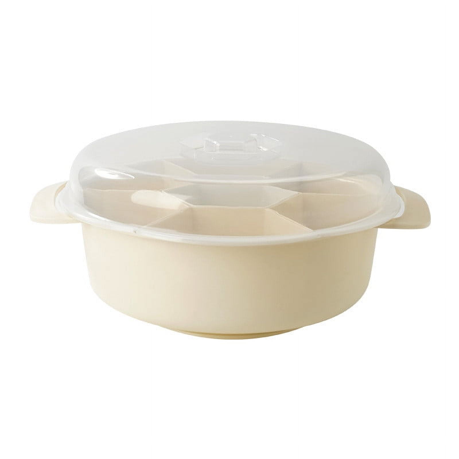 White Round Plastic Divided Serving Tray, 7 Compartments Snack Tray