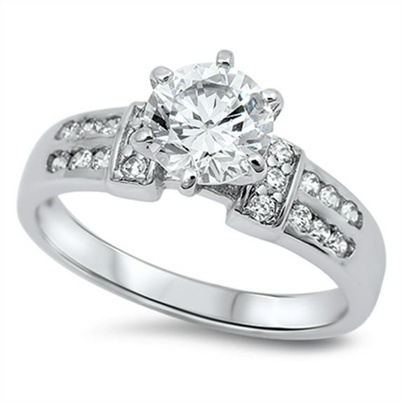 White Round Ring .925 Solid Sterling Silver Band Cubic Zirconia Jewelry Female Male Unisex Size 11