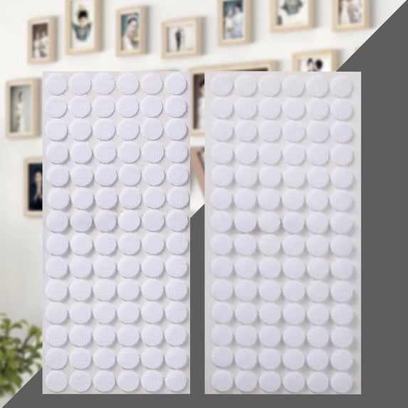 White Round Self‑Adhesive Hook Loop Dots, 250 Pairs Strong Adhesive Backing Fastener Circles, Waterproof Nylon Stick Dots for Craft, Classroom Bulletin Board & Household Organization(White)
