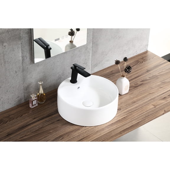 White Round Sink, Stain-Resistant Material / Great for Bathroom Use