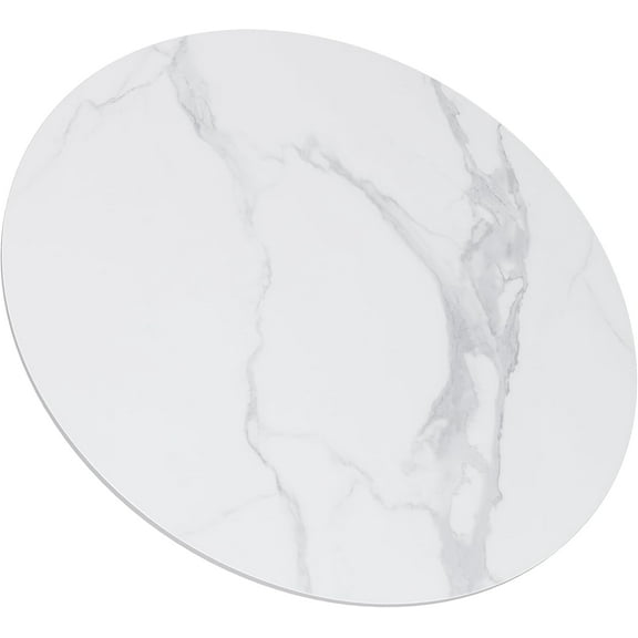 White Round Sintered Stone Table Top, Ceramics Dining Tabletop, Replacement Cover Marble for Indoor/Outdoor Coffee Table Patio Table, Heat-Resistant and Scratch-Resistant Design, 15.7" x 0.43"