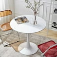 thumbnail image 1 of White Round Table, Modern Dining Table, MDF Top and Steel Base Tulip Round Kitchen Table, Mid Century Coffee Table for Living Room 24 Inch, 1 of 6