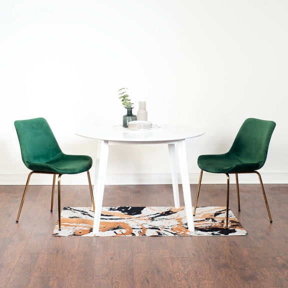 White Round Table and 2 Chairs | Comfortable Seating, Space-Saving Design | Crafted from MDF and Rubberwood | Suitable for Small Dining Rooms