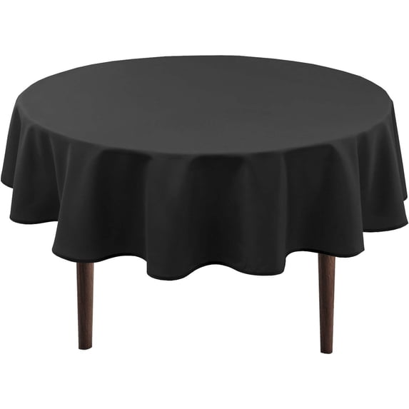 White Round Tablecloth 60 Inch - Waterproof Stain Resistant Spillproof Polyester Fabric Table Cloth for Dining Room Kitchen Parties