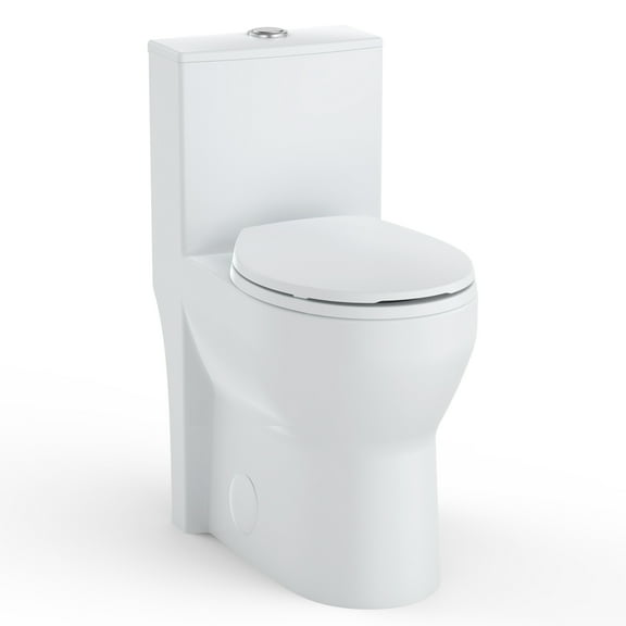 White Round Toilet, 19" ADA Comfort Height, WaterSense Dual Flush