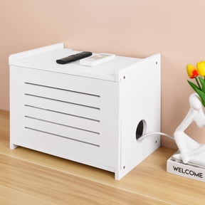 White Router Shelf Projector Shelf Projector Stand Router Storage Box Modem Cable Router Cover Organized Power Strip Cable Management Hider Rack by Solid Wood